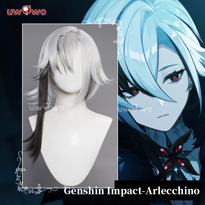 Uwowo Game Genshin Impact Fatui Cosplay Wig Arlecchino Wig Short Hair