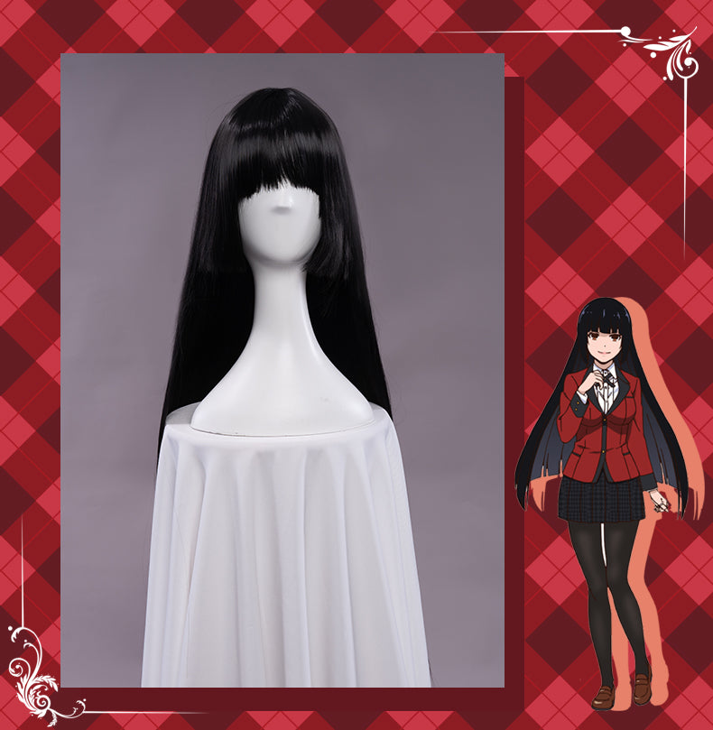 Uwowo Anime Kakegurui Jabami Yumeko Cosplay Wig 80cm Around Long Black Hair