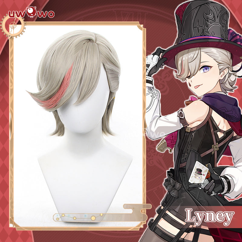 Uwowo Game Genshin Impact Lyney Cosplay Costume Wig Short light Brown Hair