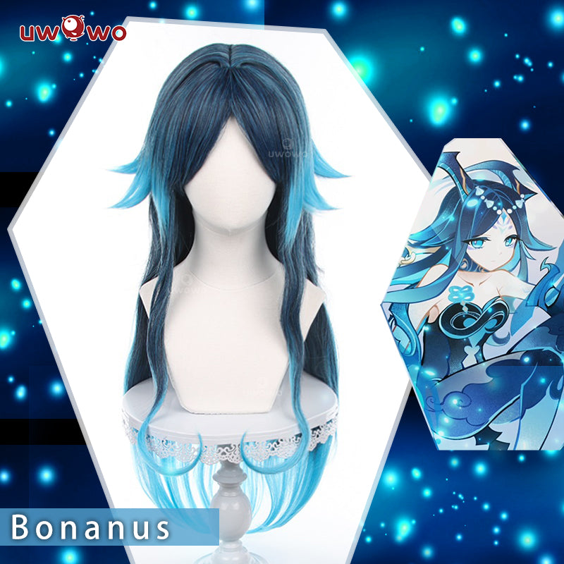 Uwowo Genshin Impact: Bonanus Hydro Yakshas Liyue Female Cosplay Bonanus wig