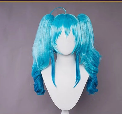 Uwowo V Singer Little Devil cosplay Costume 50CM Long Blue Wig