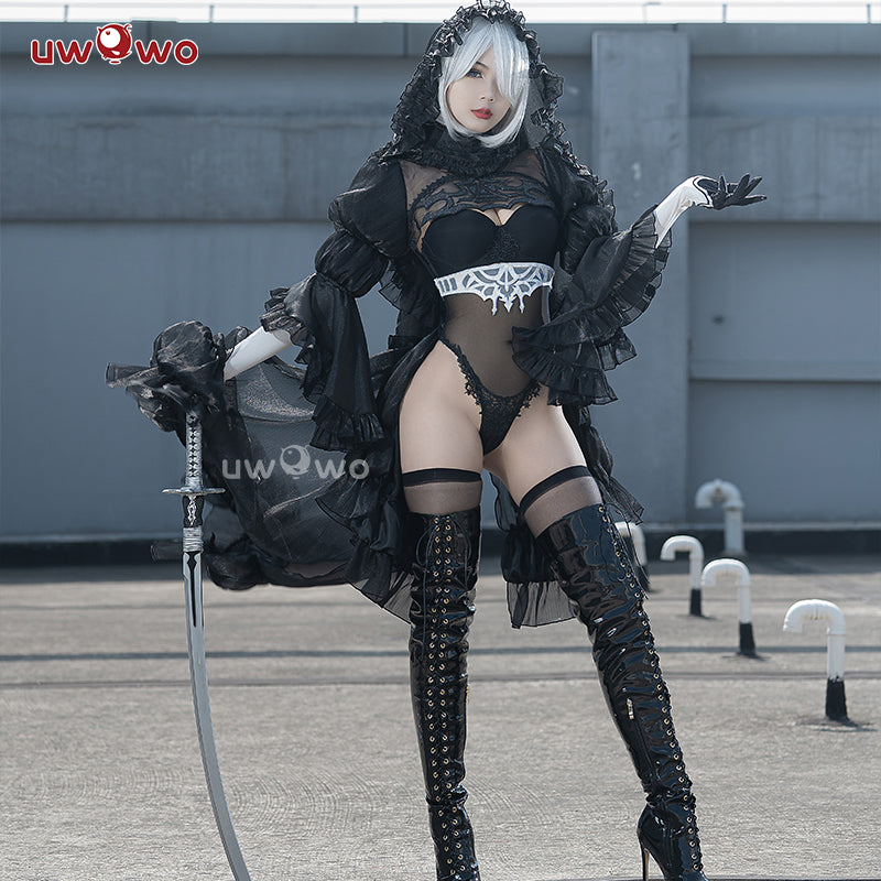 Uwowo Nier: Automata 2B Black Wedding Dress Bride Cosplay Costume