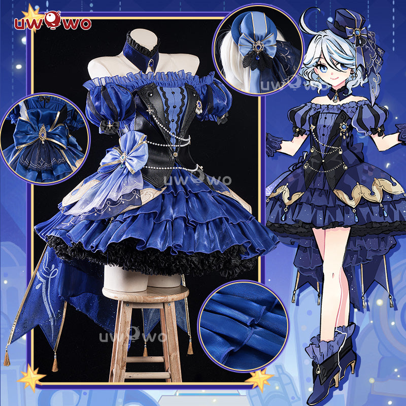 INSTOCK-Exclusive Uwowo Genshin Impact Fanart Furina Focalors Short Gown Cosplay Costume