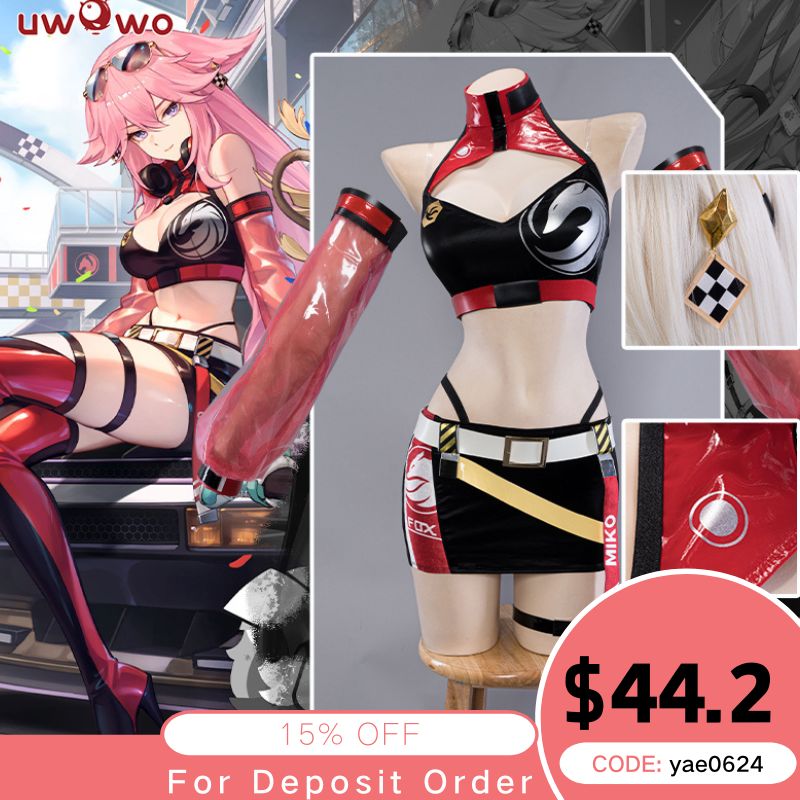 [Last Batch]【In Stock】Uwowo Genshin Impact Fanart Racing Yae Miko Casual Outfit Cosplay Costume