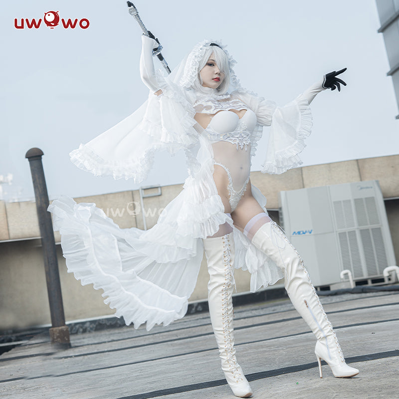 INSTOCK-Uwowo Nier: Automata 2B White Wedding Dress Bride Cosplay Costume