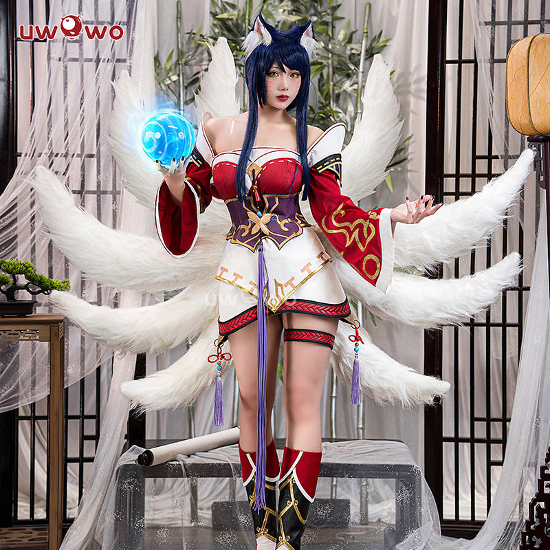 【In Stock】Uwowo League of Legends/LOL: Ahri Champion Nine Tailed Fox Wild Rift WR ASU Halloween Cosplay Costume