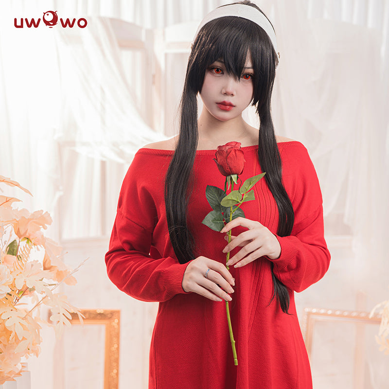 【In Stock】Uwowo Plus Size Anime Spy x Family: Yor Forger Sweater Yor Forger Dress Christmas Cosplay Costume Casual Red Sweater