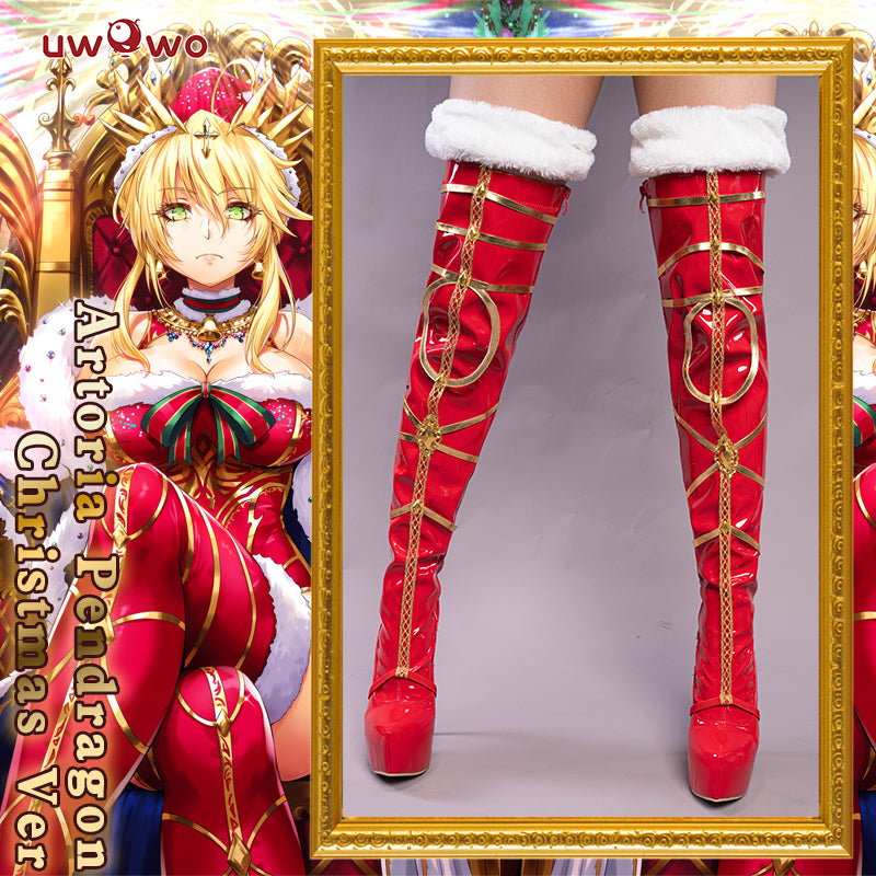 Exclusive Authorization Uwowo X Sakiyamama FGO Fanart Artoria Pendragon Christmas Ver. Cosplay Shoes