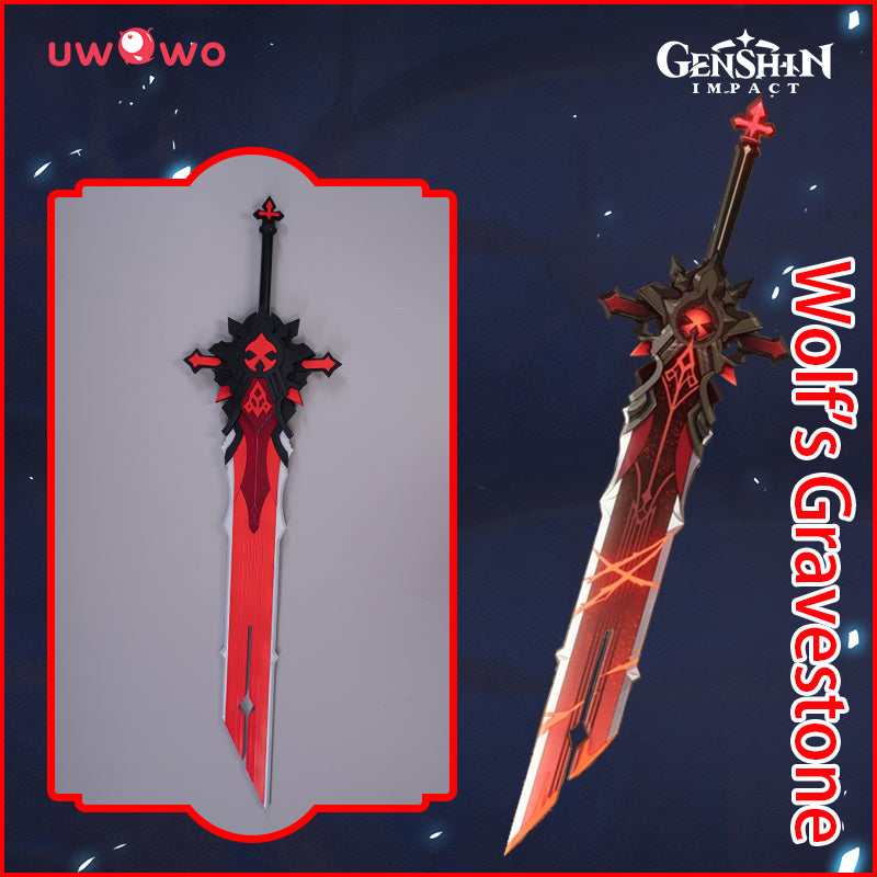 【In Stock】Uwowo Game Genshin Impact Diluc Weapons Wolf's Gravestone Cosplay Props Claymores Props